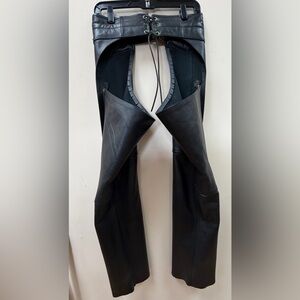 Sleek Black Leather Riding Chaps